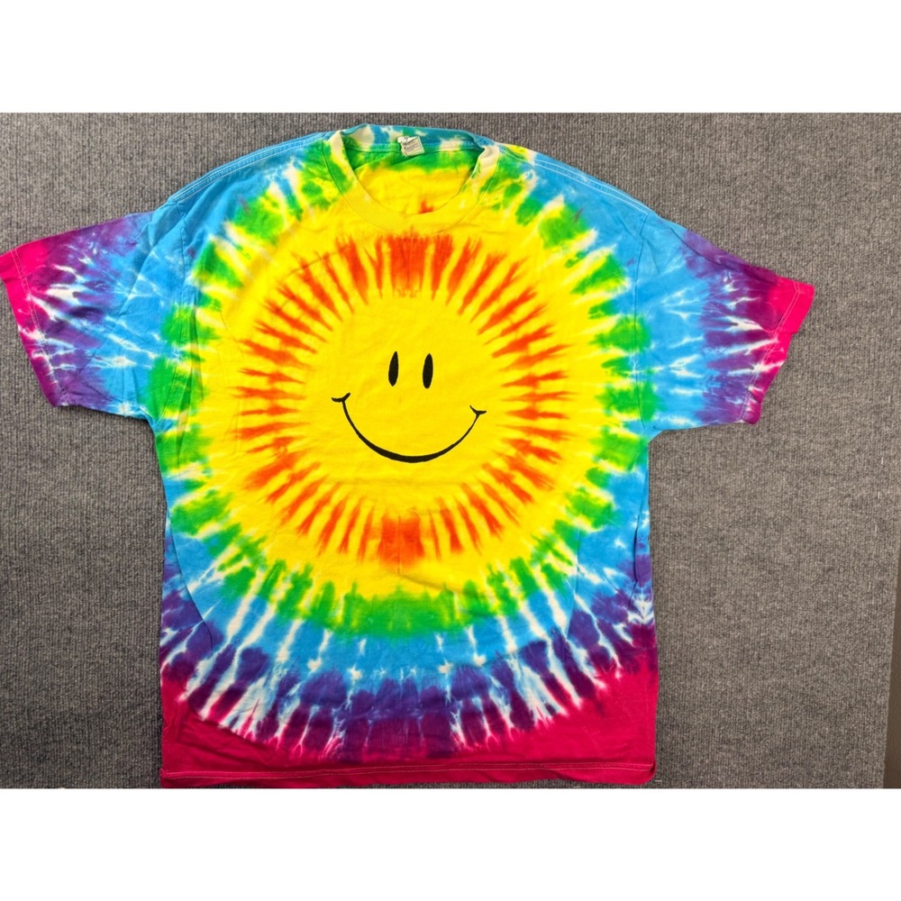 Vintage Alstyle Smiley Face Tie Dye Shirt XL Mens Rainbow Graphic Tee Streetwear